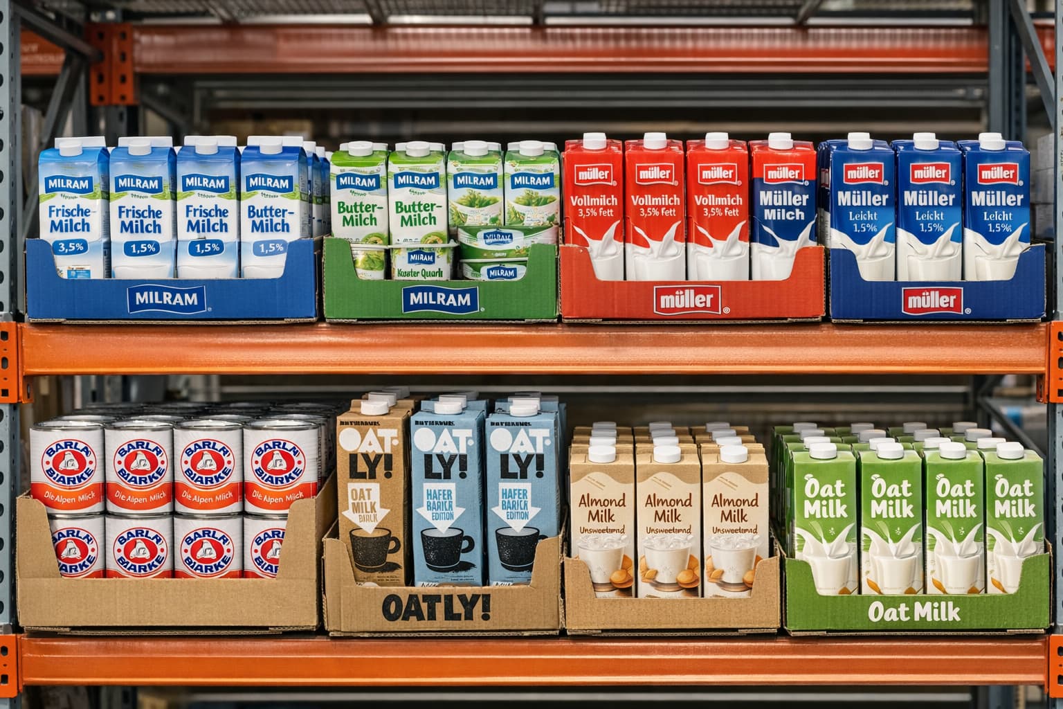 Marken-Milchprodukte Büroverpflegung: Milram, Bärenmarke, Oatly