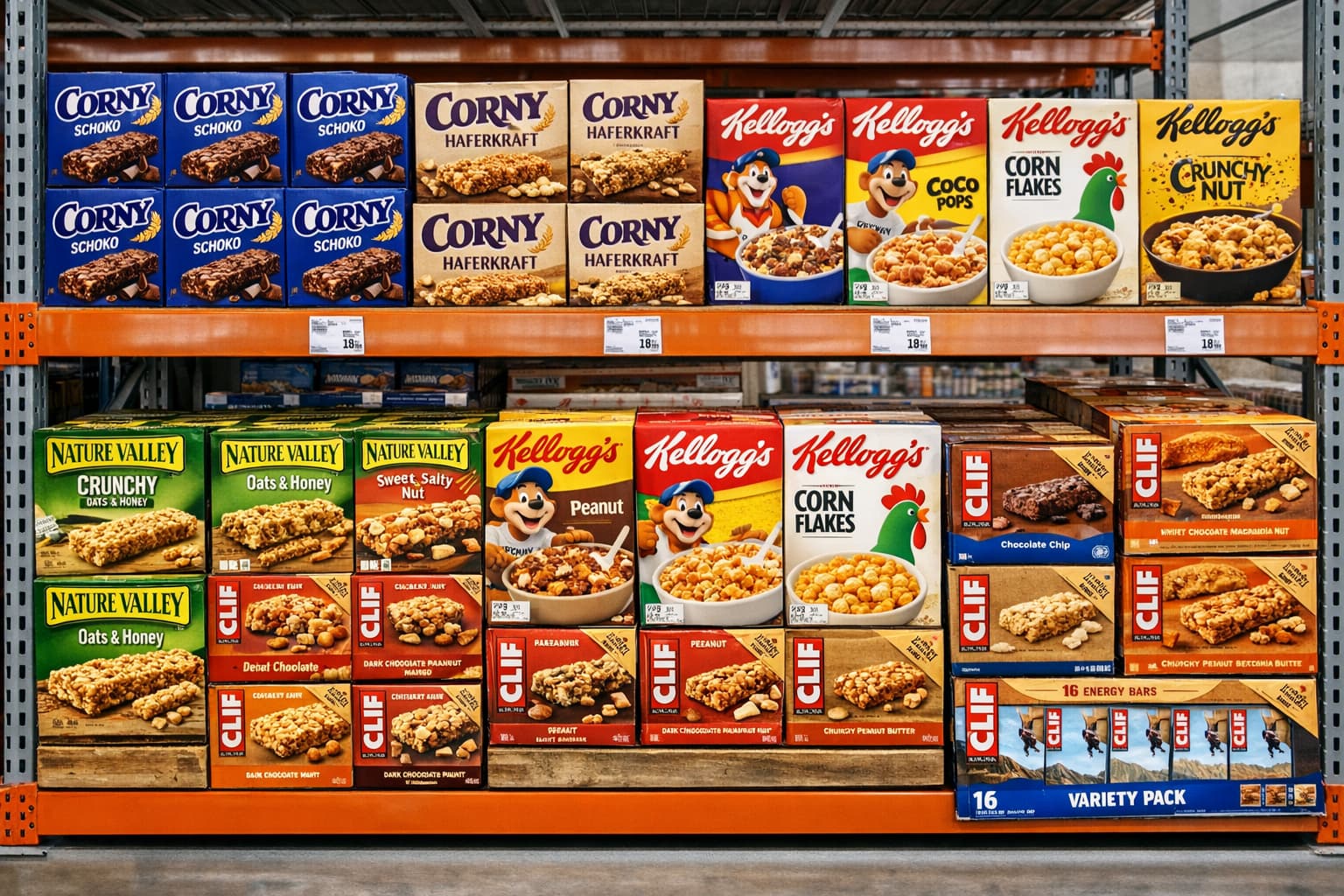 Marken-Müsliriegel Großhandel: Corny, Kellogg's, Nature Valley